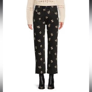 driftwood Royce X Cream Clover Embroidered Straight Leg Denim Jeans